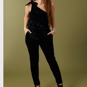 Octavia One Shoulder Velvet Jumpsuit